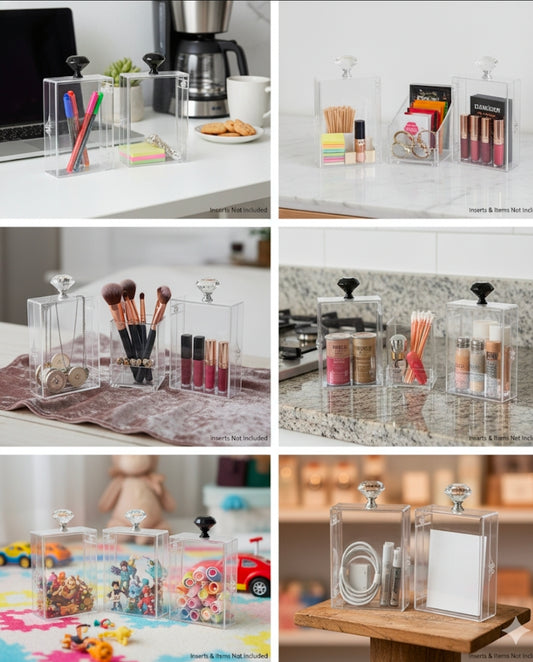 Elegant Clear Storage Boxes with Decorative Knobs - Made to Order