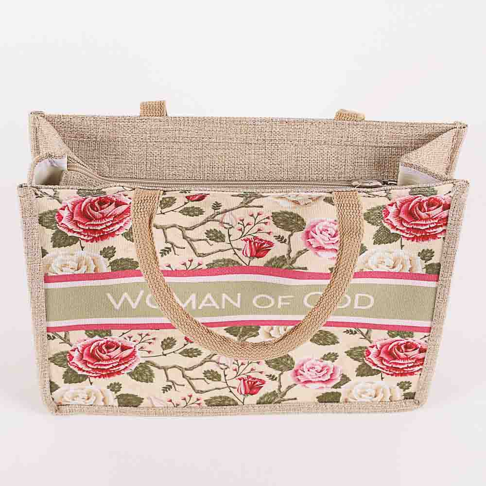 Woven Canvas Tote - Woman of God - Floral