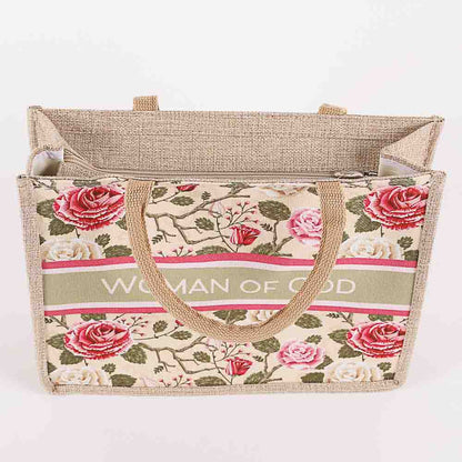 Woven Canvas Tote - Woman of God - Floral