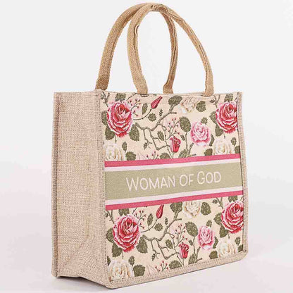Woven Canvas Tote - Woman of God - Floral