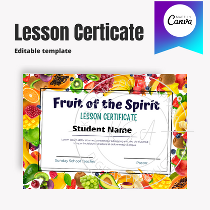 Fruit of the Spirit Lesson Certificate
