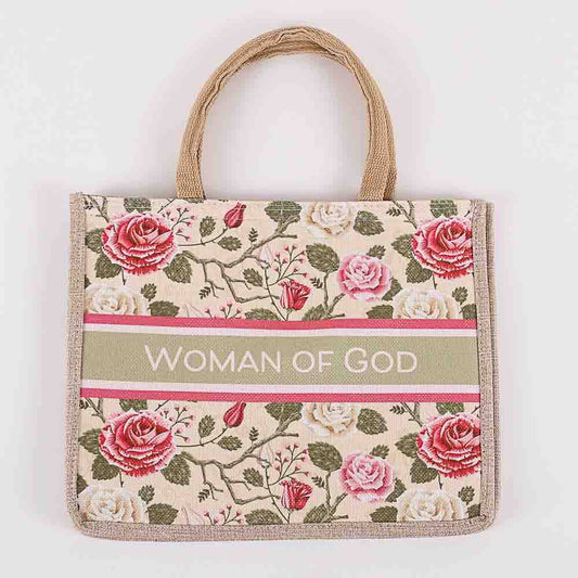 Woven Canvas Tote - Woman of God - Floral