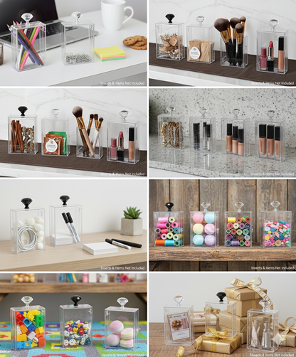 Elegant Clear Storage Boxes with Decorative Knobs - Made to Order