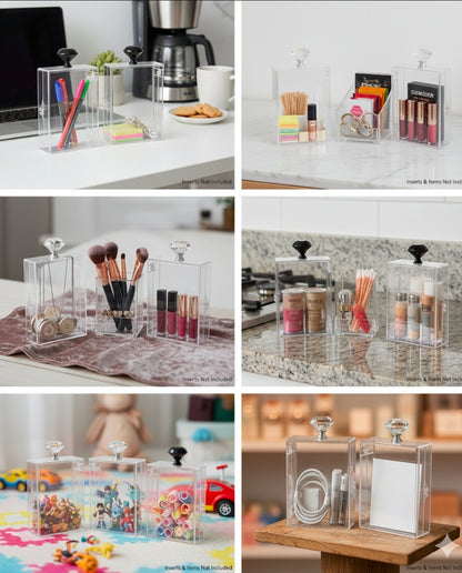 Elegant Clear Storage Boxes with Decorative Knobs - Made to Order