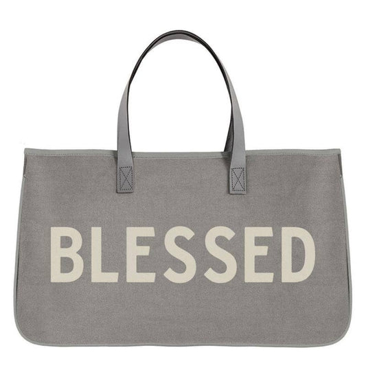 Blessed Grey Canvas Tote