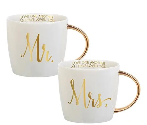 Gold Handle Mugs - Mr & Mrs